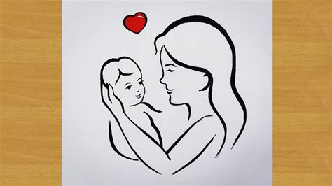 art how to draw a mother with a heart full of love